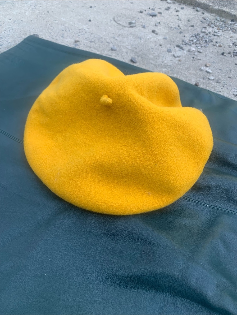 Galeries Lafayette 100% Merino Wool Mustard Yellow French Beret